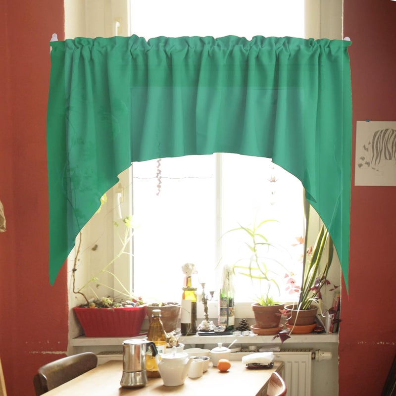 Zen Creative Designs Solid Poplin Swag Window Valance Home Décor Bedroom Nursery Kitchen Window (Green Teal) - Image 2